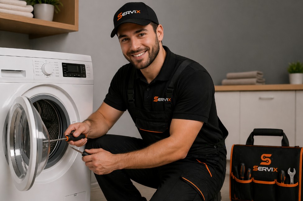 Tecnico che ripara un elettrodomestico